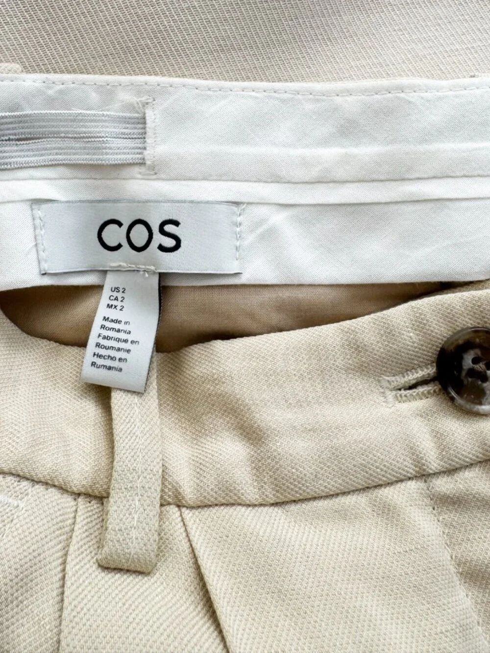 COS Pleated Linen Pants in Beige, size 2 - Picture 6 of 12